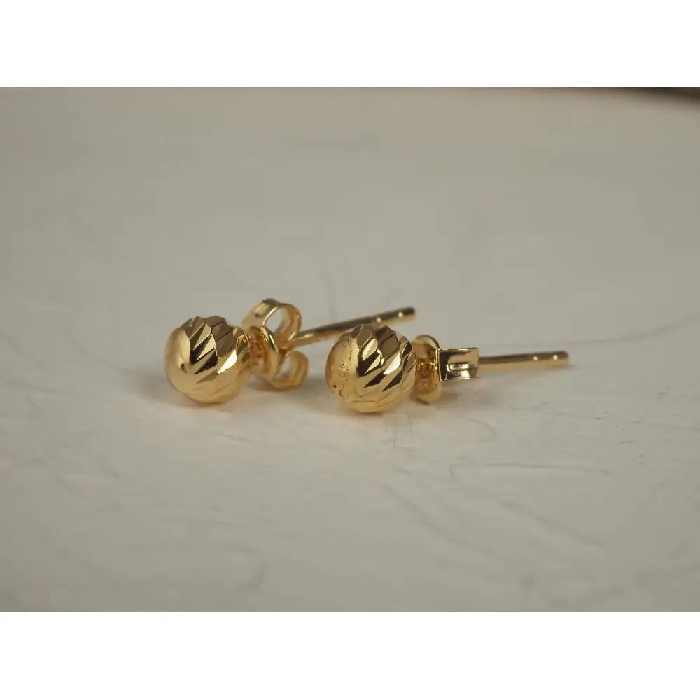 Dainty 14K Solid Gold 5mm Ball Stud Earrings - Everyday Elegance.