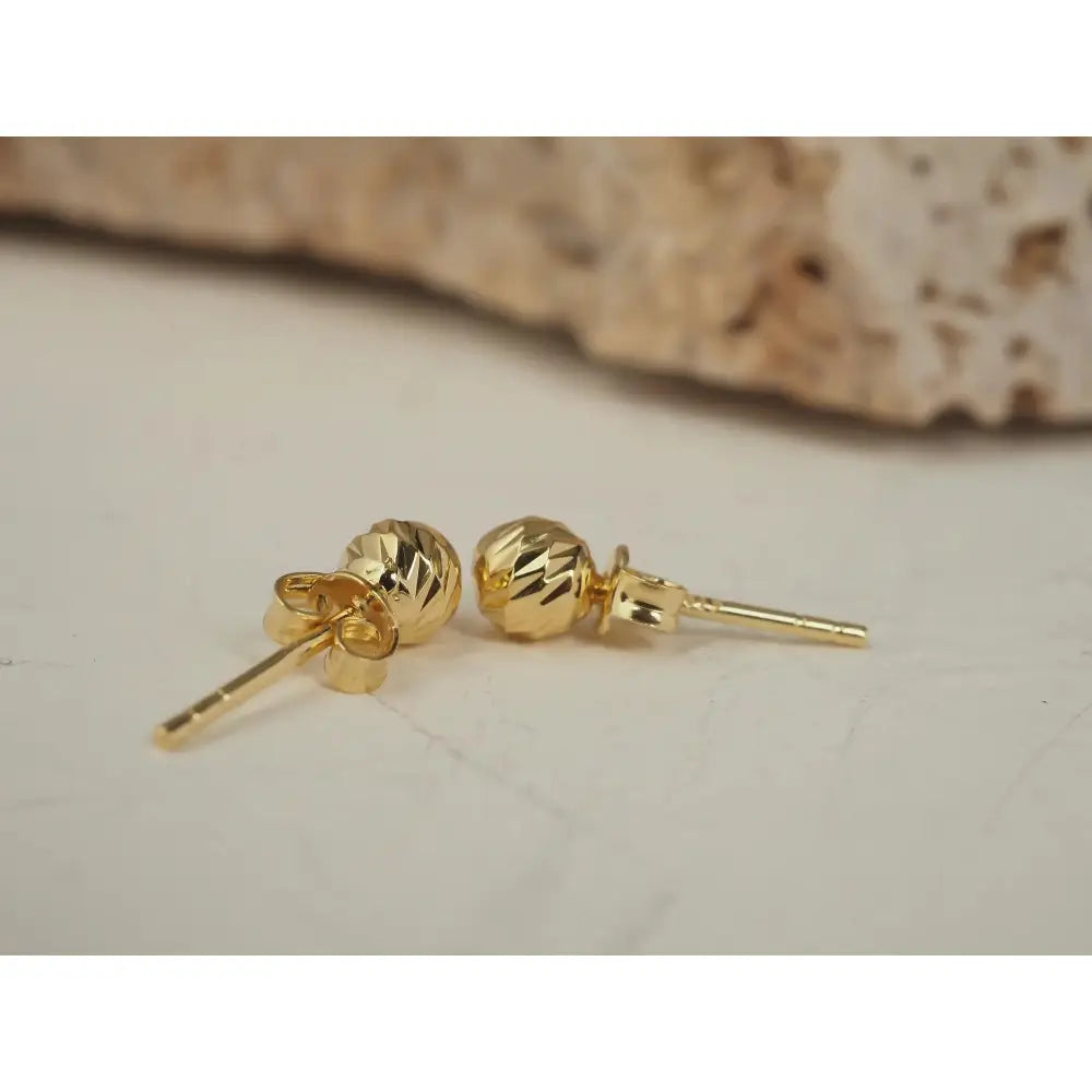 Dainty 14K Solid Gold 5mm Ball Stud Earrings - Everyday Elegance.