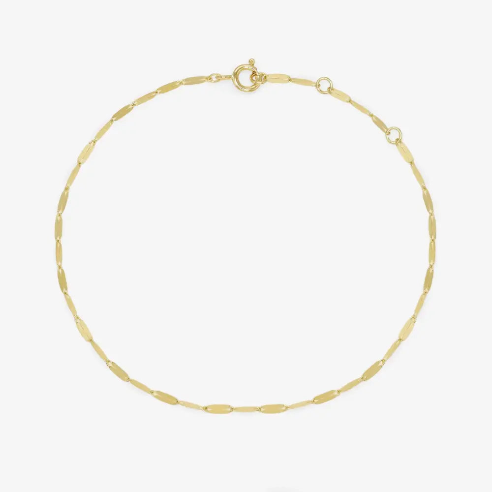 Dainty 14K Solid Gold Adjustable Flat Chain Bracelet - Perfect for Everyday Wear!.