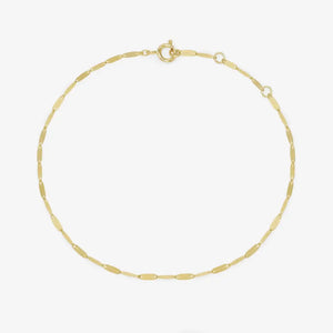 Dainty 14K Solid Gold Adjustable Flat Chain Bracelet - Perfect for Everyday Wear!.