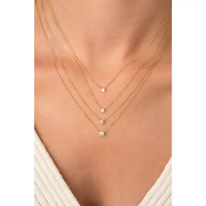 Stunning 14K Gold Diamond Solitaire Necklace – Elegant Dainty Floating Design for Effortless Minimalist Style.