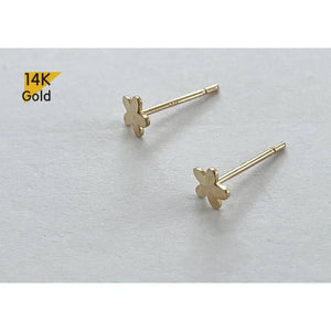Dainty 14K Solid Gold Flower Stud Earrings - Shiny Yellow Gold Daisy Design Perfect for Gifting.