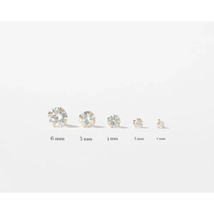 Dainty 14K Solid Gold Tiny Round CZ Diamond Screw Back Stud Earrings.