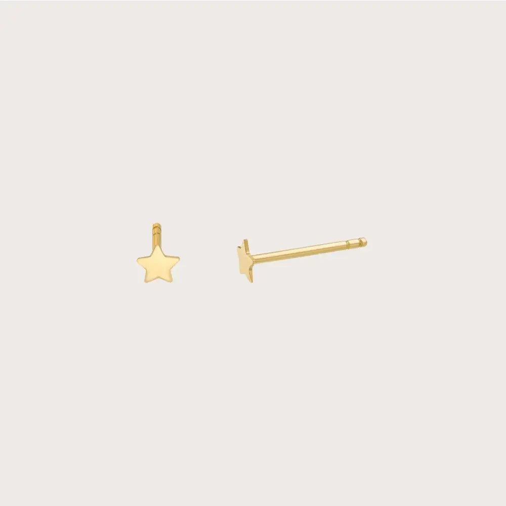 Dainty 14K Solid Gold Star Earrings - Celestial Minimalist Jewelry Elegance.