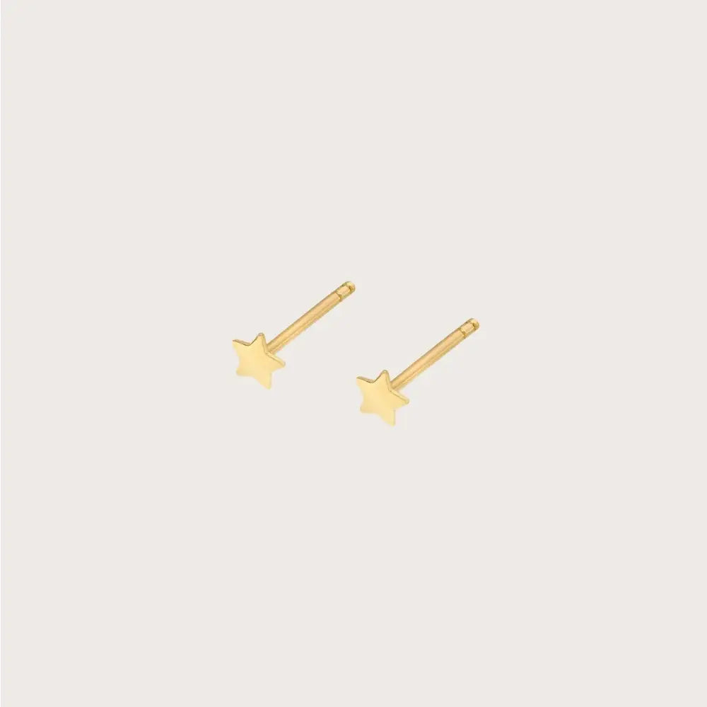 Dainty 14K Solid Gold Star Earrings - Celestial Minimalist Jewelry Elegance.