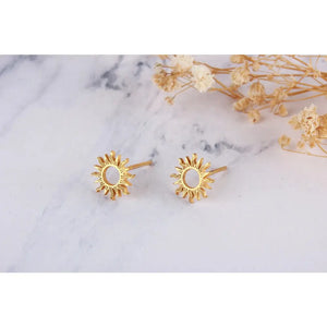 Dainty 14K Solid Gold Sun Stud Earrings - Perfect Celestial Gift for Her.