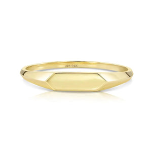 Dainty 14K Solid Yellow Gold Stackable Signet Ring.