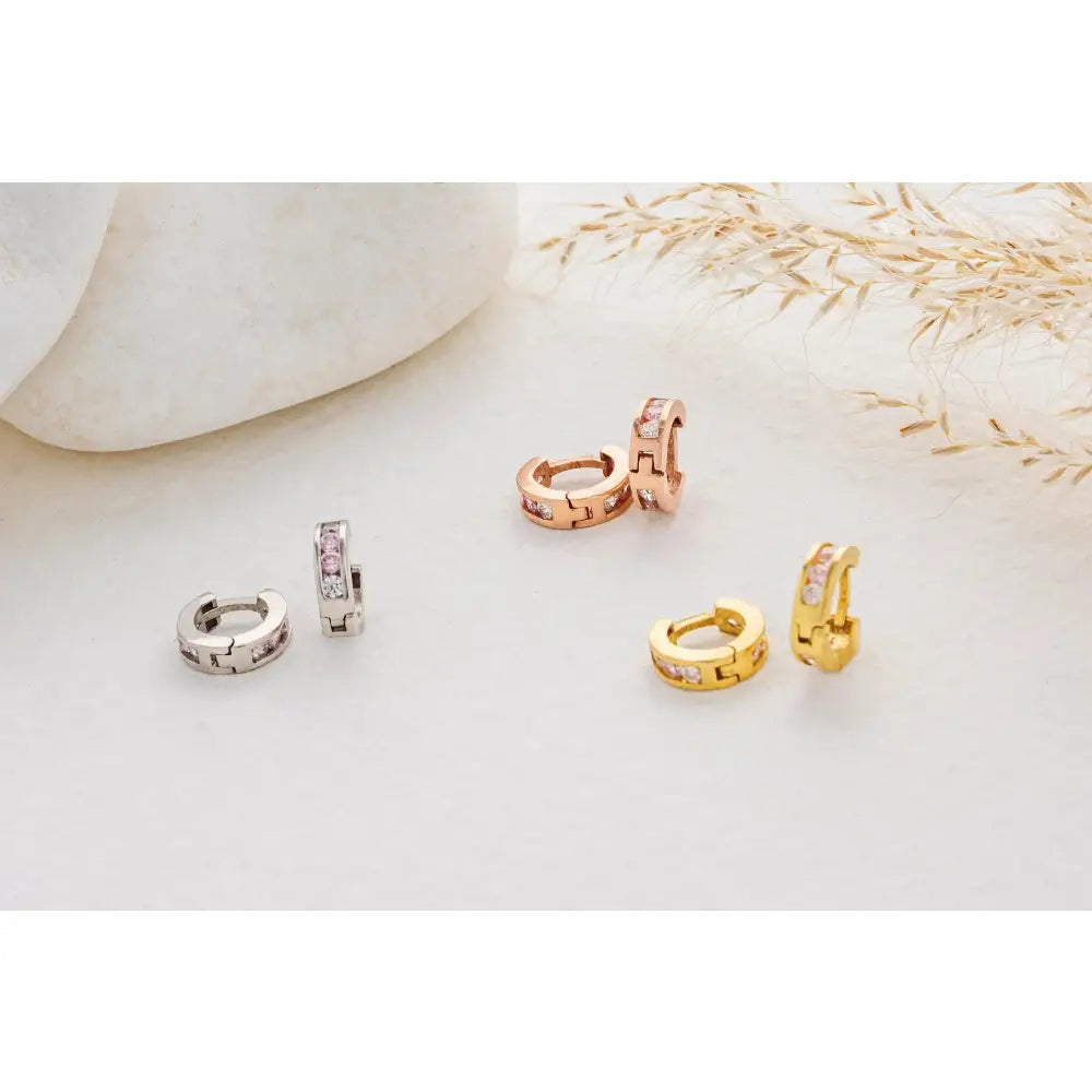 Dainty 925 Silver & Gold Colorful Gemstone Hoop Earrings - Perfect Birthday Gift!.