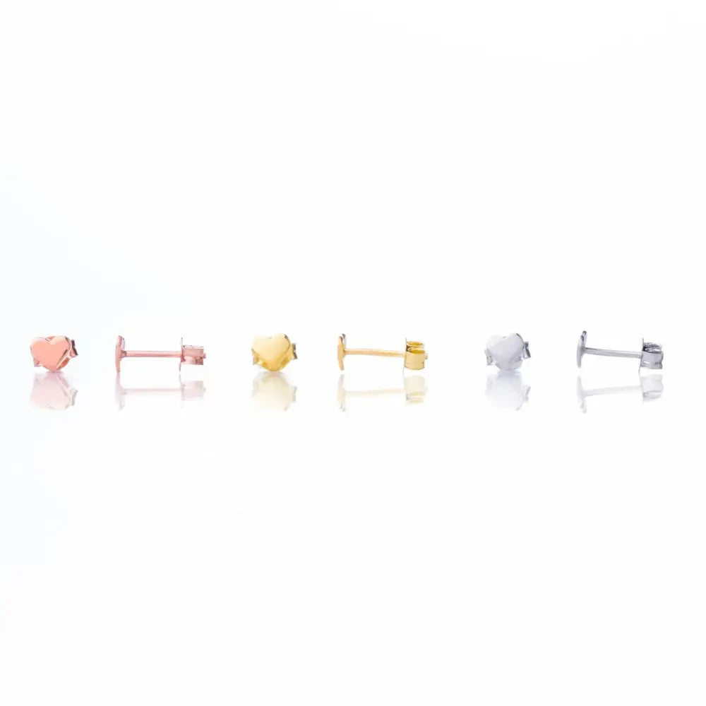 Dainty 925 Sterling Silver & 14K Gold Small Heart Stud Earrings - Perfect Gift of Luck!.
