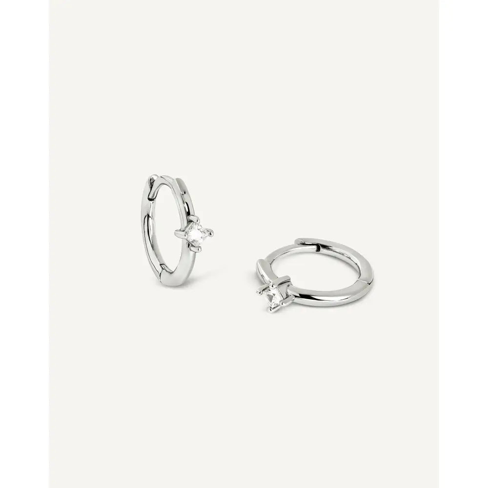 Dainty 925 Sterling Silver Gold CZ Diamond Huggie Hoop Earrings Set - Tiny Minimalist Design.