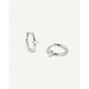 Dainty 925 Sterling Silver Gold CZ Diamond Huggie Hoop Earrings Set - Tiny Minimalist Design.