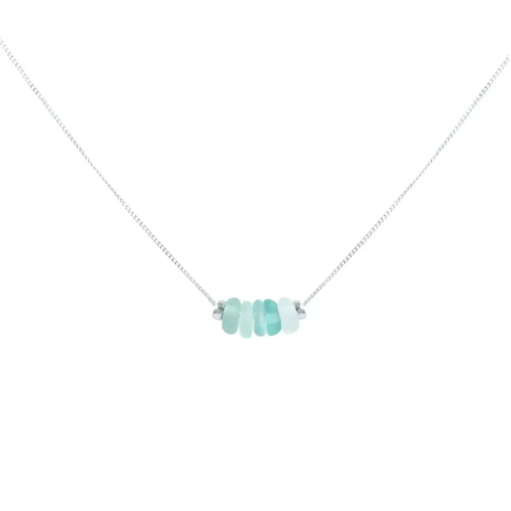 Dainty Aqua Sea Glass Bracelet in Sterling Silver - Perfect Beach-Inspired Jewelry Gift.