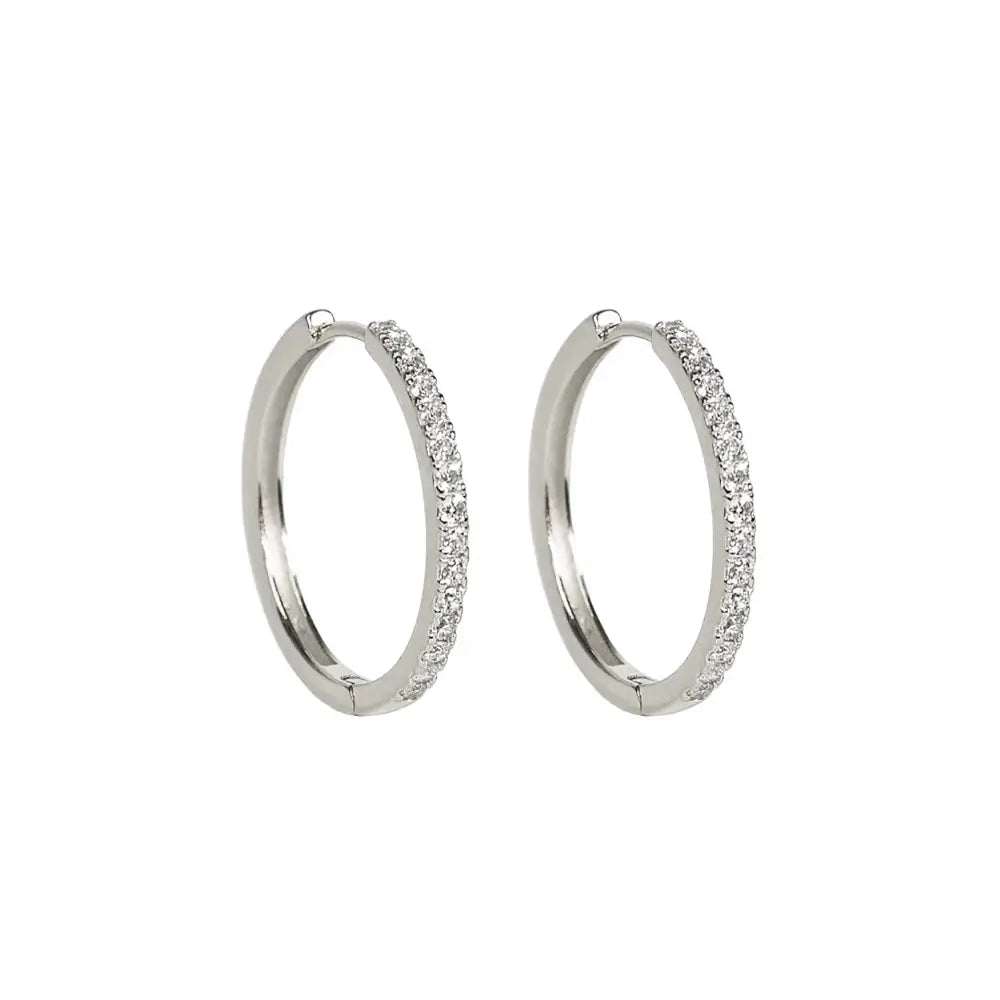 Dainty CZ Hoop Earrings: 18K Gold Sterling Silver Pave Hoops