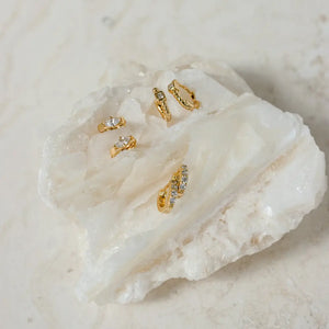 Dainty Huggie Earrings by Caitlyn Minimalist • Marquise Diamond Hoops • Diamond Earrings • Minimalist Earrings • ER120