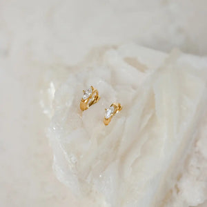 Dainty Huggie Earrings by Caitlyn Minimalist • Marquise Diamond Hoops • Diamond Earrings • Minimalist Earrings • ER120