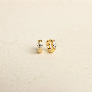 Dainty Huggie Earrings by Caitlyn Minimalist • Marquise Diamond Hoops • Diamond Earrings • Minimalist Earrings • ER120