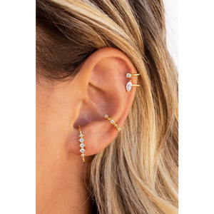 Dainty & Minimalist 4 Prongs CZ Ear Lobe Cuff Earrings