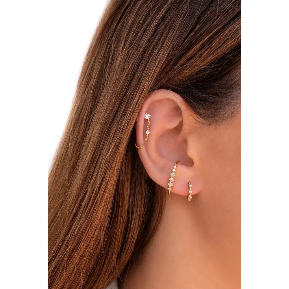Dainty & Minimalist 4 Prongs CZ Ear Lobe Cuff Earrings
