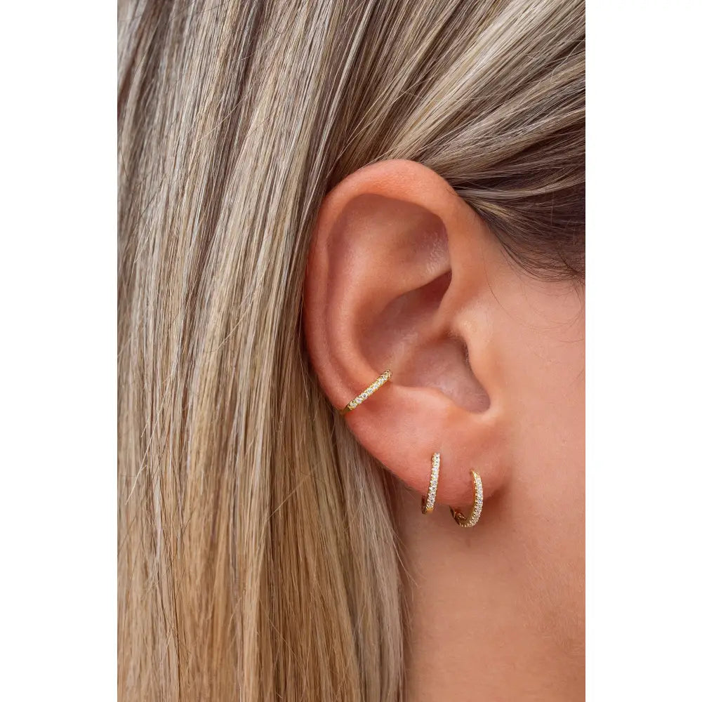 Dainty & Minimalist Pave CZ Huggie Hoop Earrings
