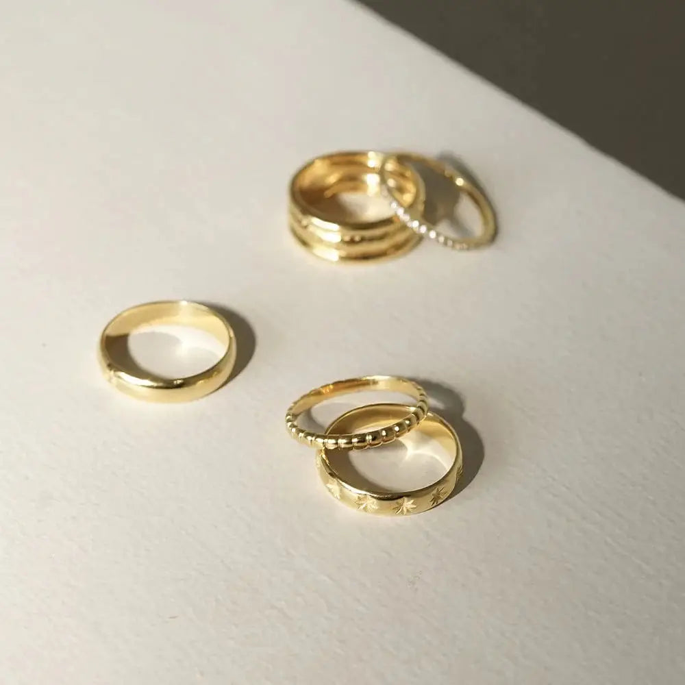 Dainty Ridged Stacking Ring 18Ct Gold Plate
