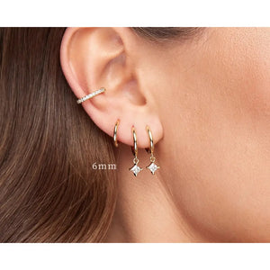 Dainty Sterling Silver and Gold Minimalist Cartilage Huggie Hoop Earrings Set.