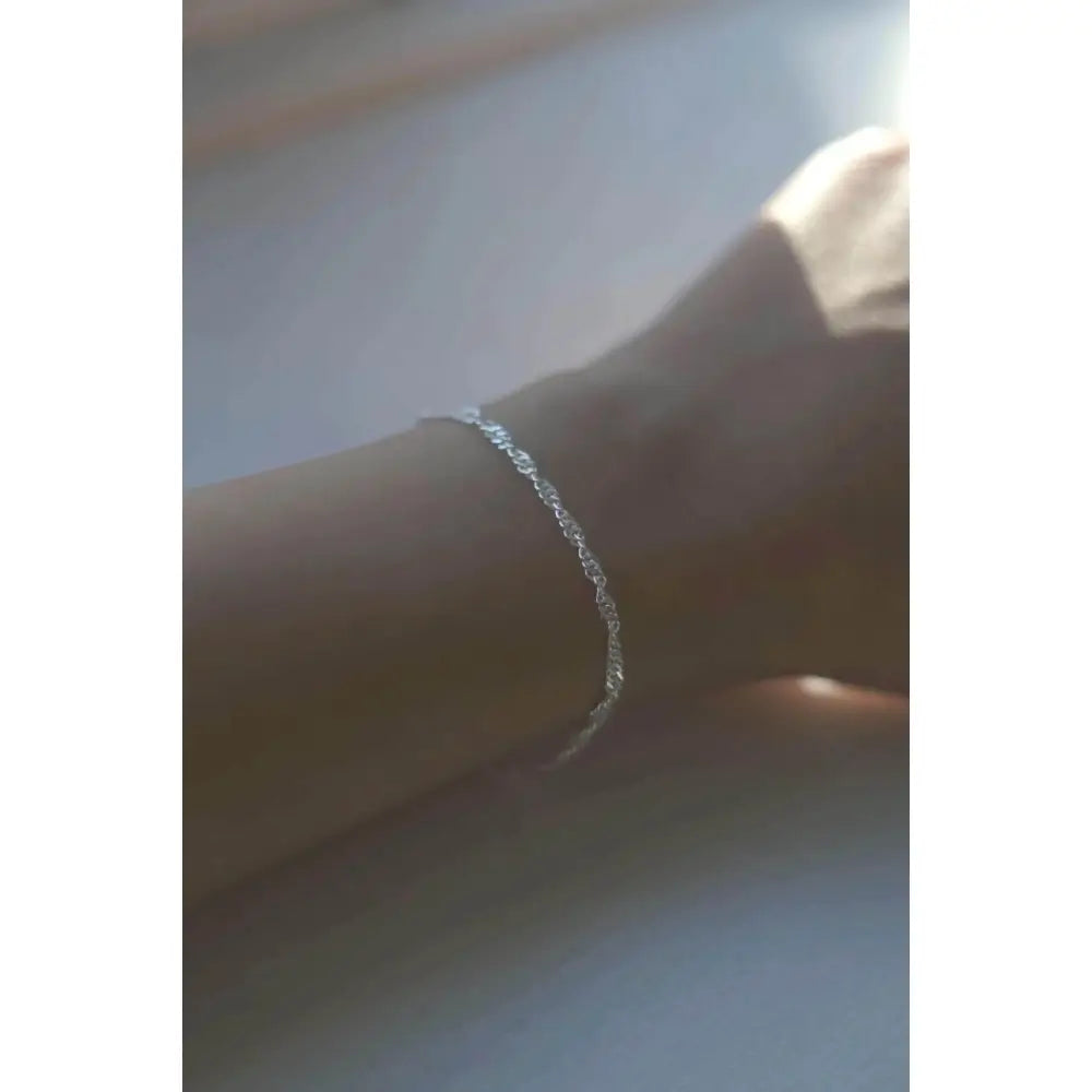 Dainty Sterling Silver Twist Curb Chain Bracelet - Perfect Birthday Gift for Her.