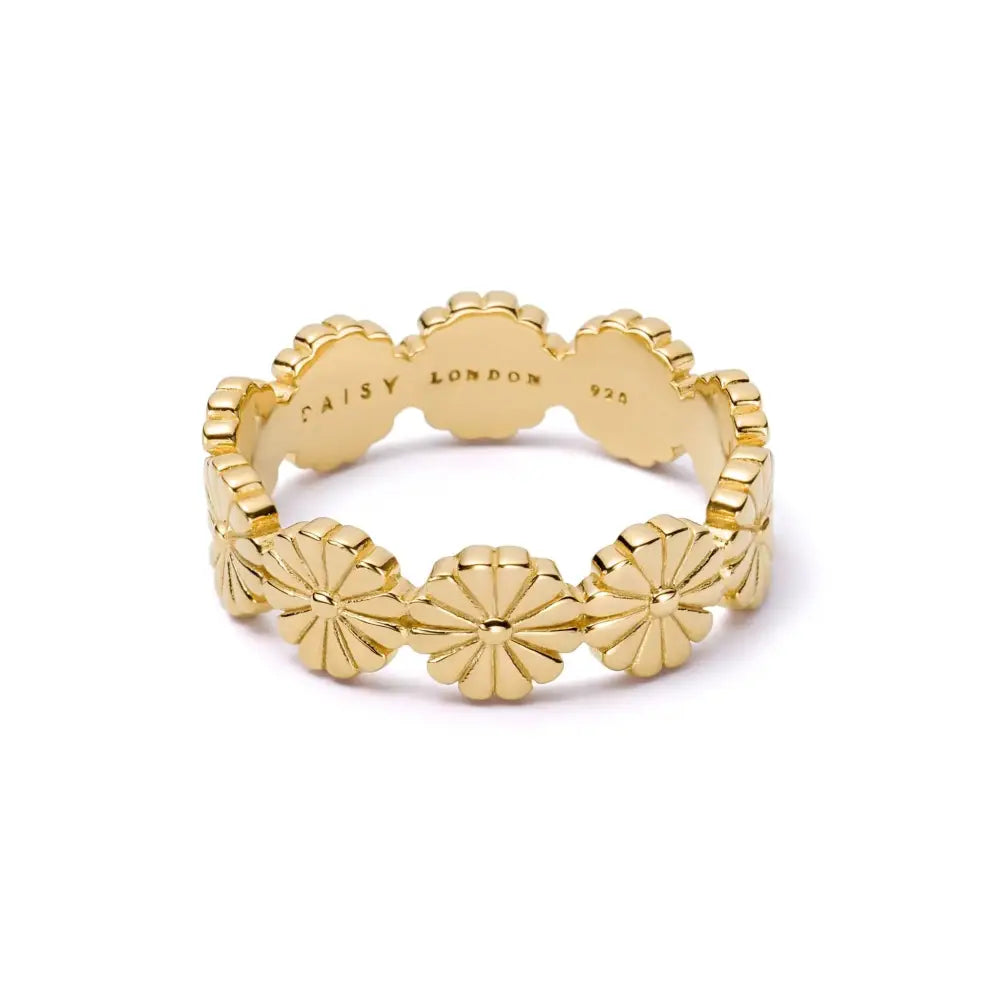 Daisy Bloom Crown Band Ring 18Ct Gold Plate