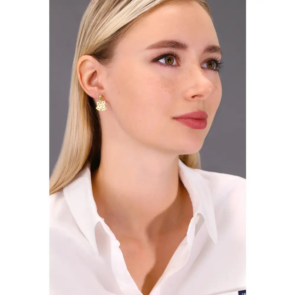Dangle Bow Stud Earrings in Sterling Silver