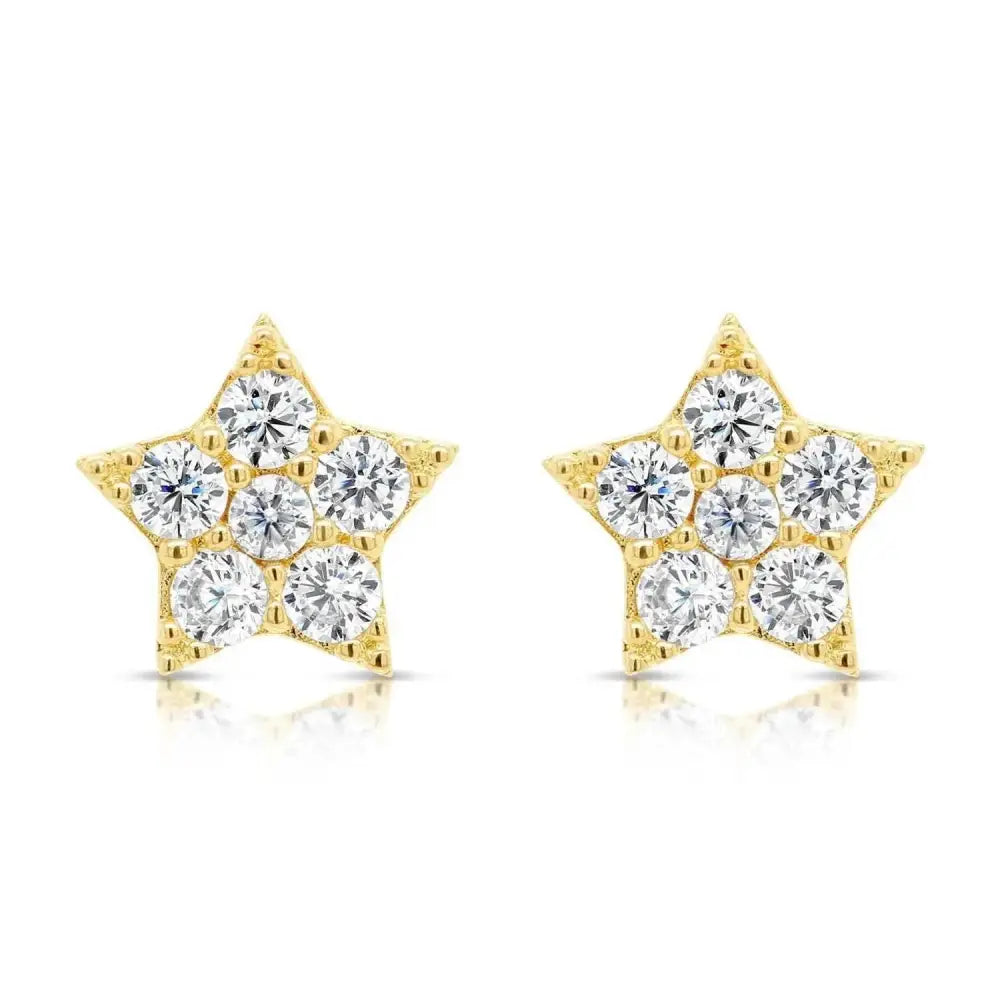 Dazzling 14K Gold Star Shaped Stud Earrings - Perfect for Everyday Elegance!.