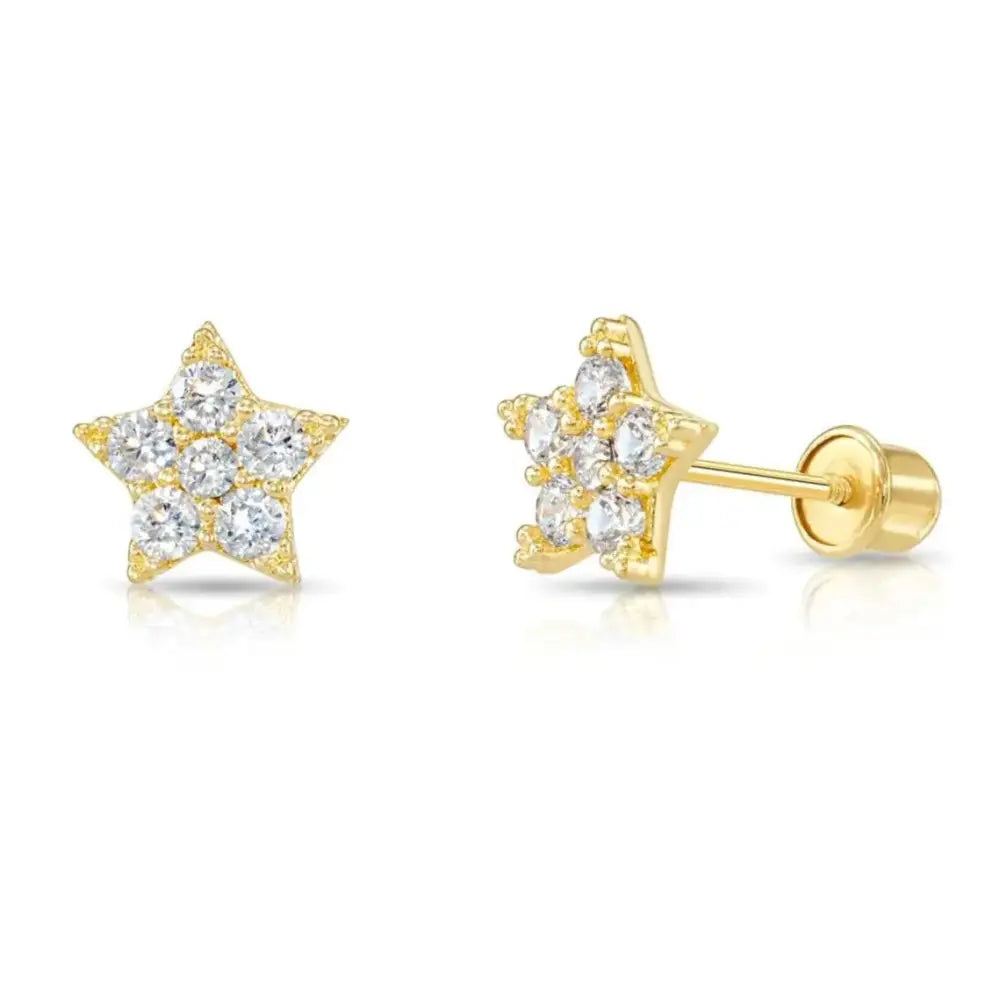 Dazzling 14K Gold Star Shaped Stud Earrings - Perfect for Everyday Elegance!.