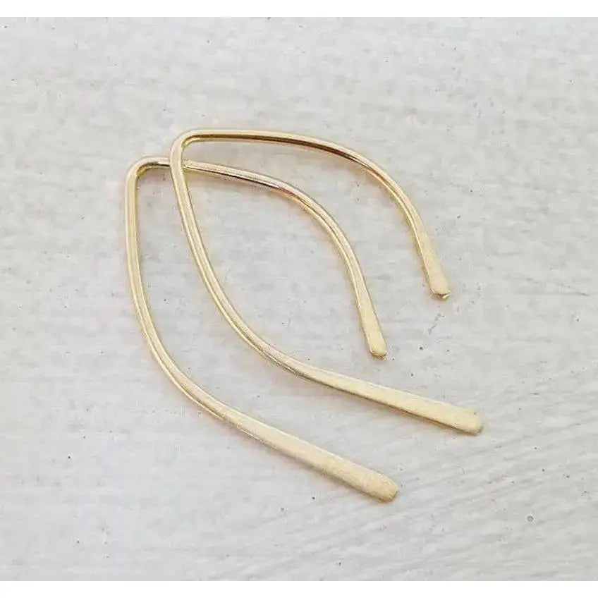 Dazzling 14K Gold Wishbone Open Hoop Earrings - Minimalist 1 Inch Threader Design.