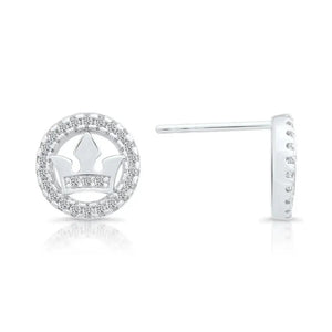 Dazzling CZ Halo Crown Stud Earrings in Sterling Silver - Barbados Elegance.