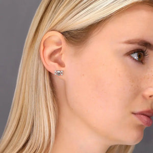 Dazzling CZ Skull and Bones Sterling Silver Stud Earrings.