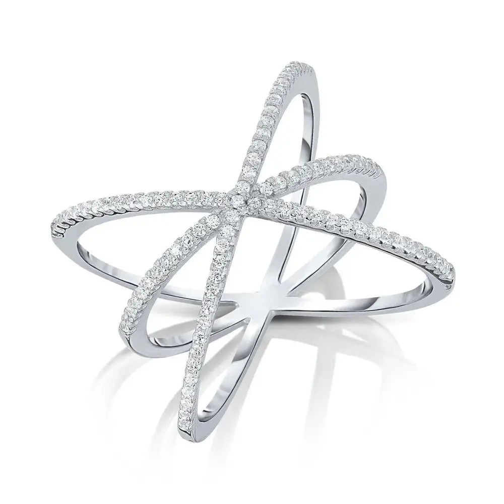Dazzling Sterling Silver Triple X Ring with Cubic Zirconias – Perfect Gift for Her Birthdays & Everyday Elegance.