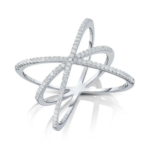 Dazzling Sterling Silver Triple X Ring with Cubic Zirconias – Perfect Gift for Her Birthdays & Everyday Elegance.