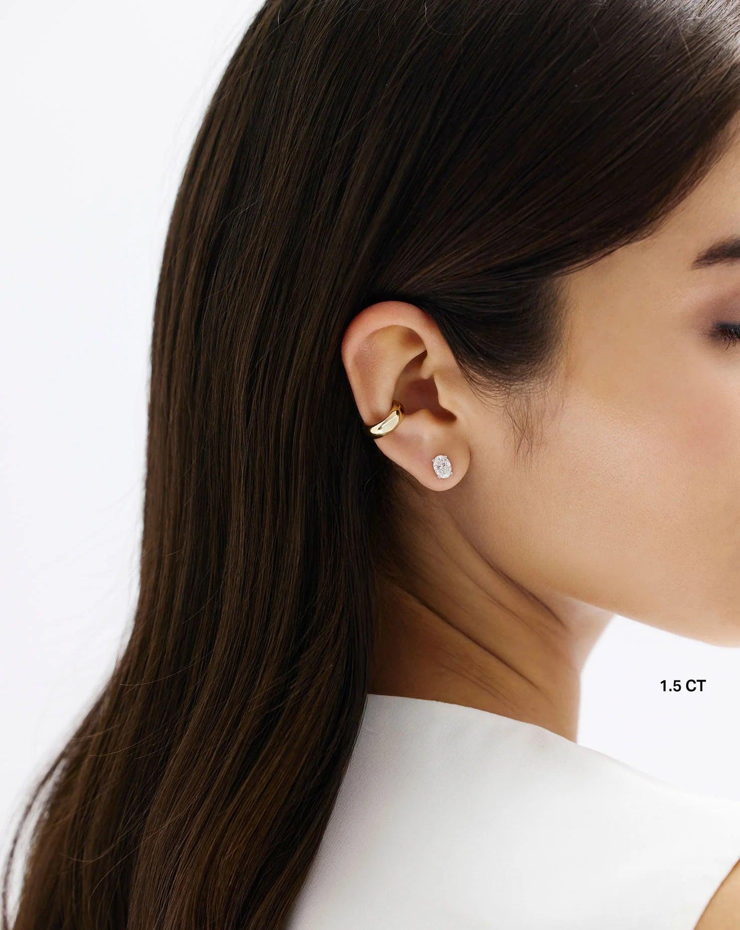 Stunning Oval Lab Diamond Studs - Elegant Earrings for Every Occasion.