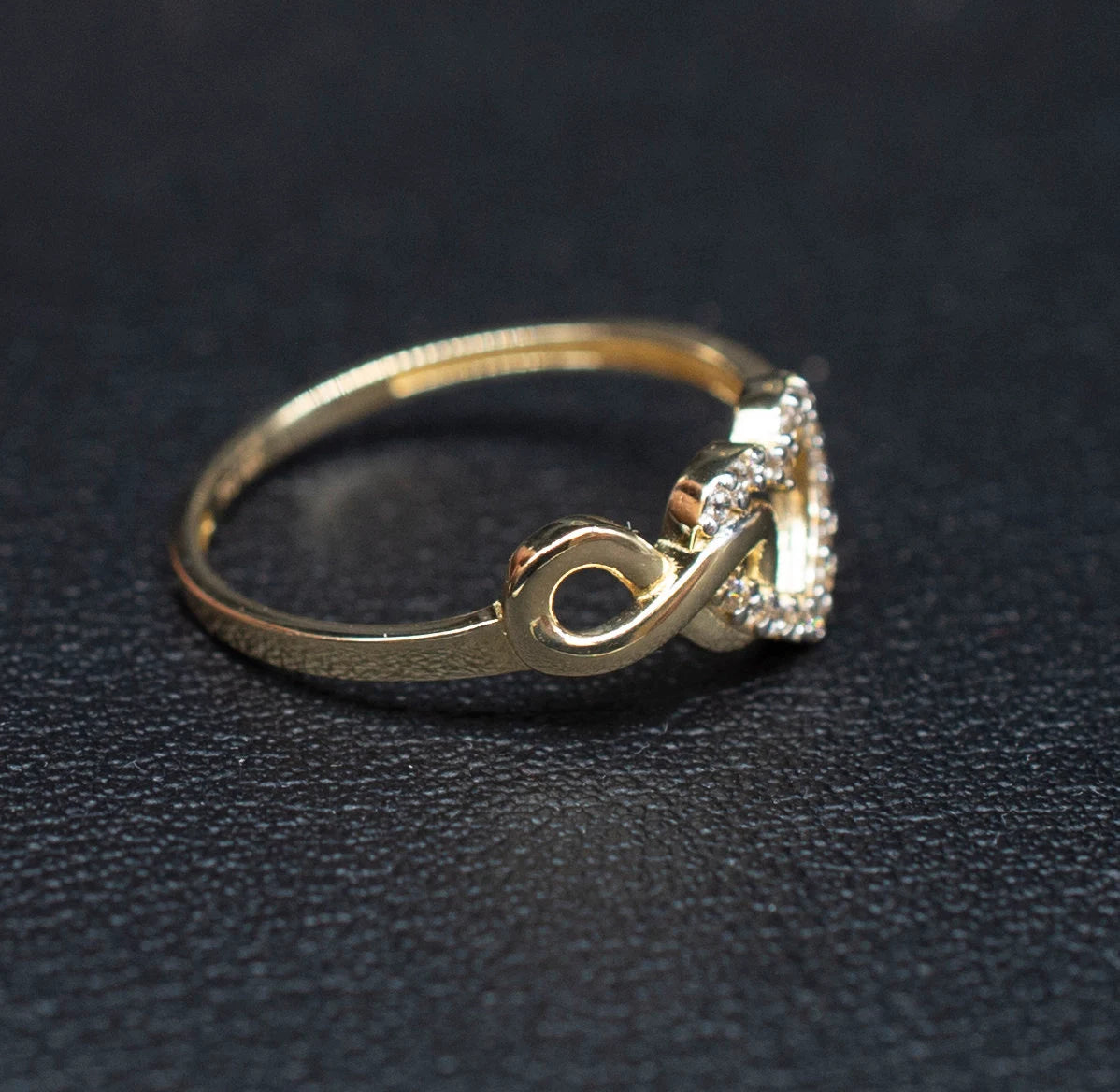 10K Real Solid Yellow Gold Infinity Heart Ring, 10K Solid Gold Women Heart Ring, Infinity Symbol Gemstone Gold Ring, Valentine'S Day