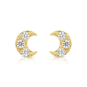 Radiant 14K Gold Moon Crescent Stud Earrings - Timeless Elegance for Every Occasion.