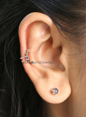 Ear Cuff Earrings, Ear Wraps, Earring Cuffs, Natural Diamond Ear Cuff, No Piercing Ear Cuff, 14K Gold Diamond Ear Cuff, Gold Ear Wrap KD1070