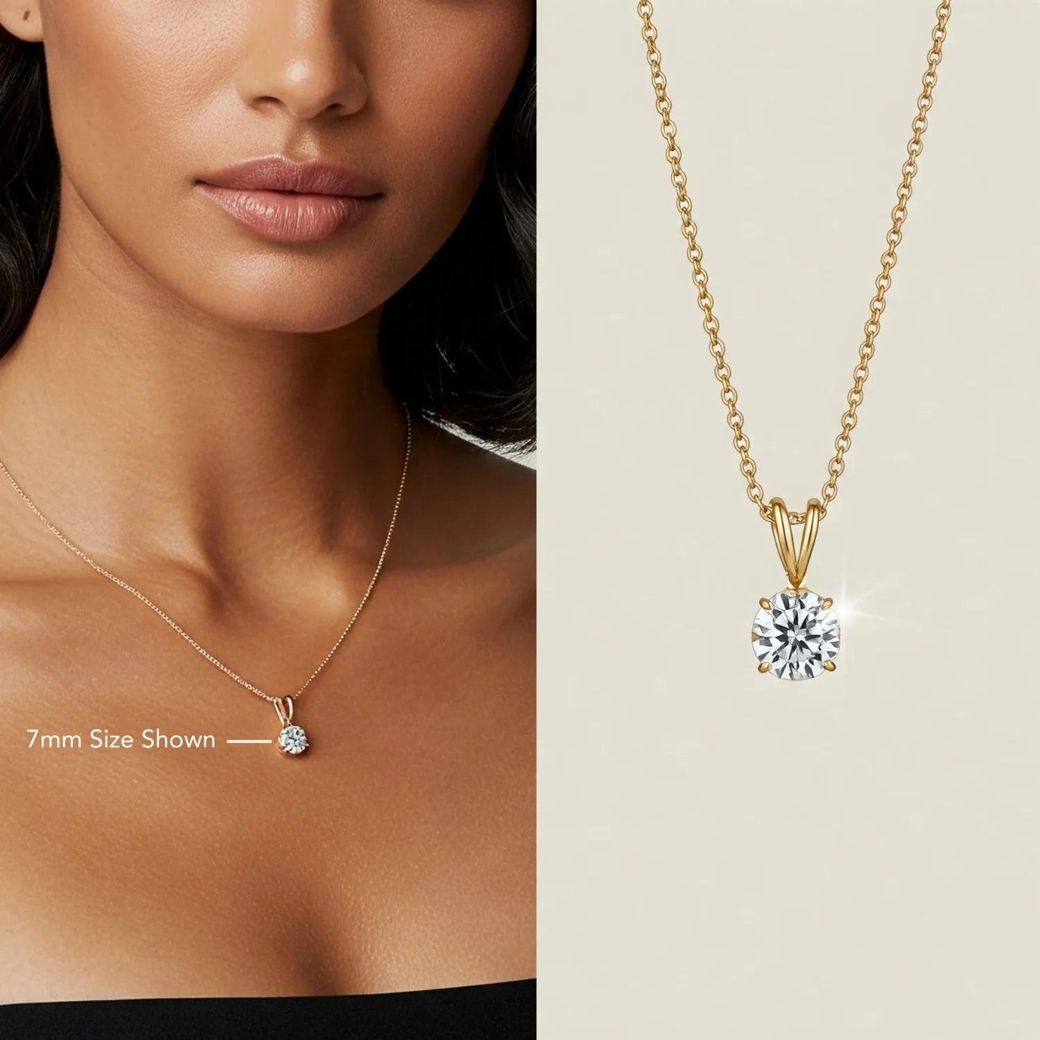 Timeless 14K Yellow Gold Classic Solitaire Pendant Necklace.