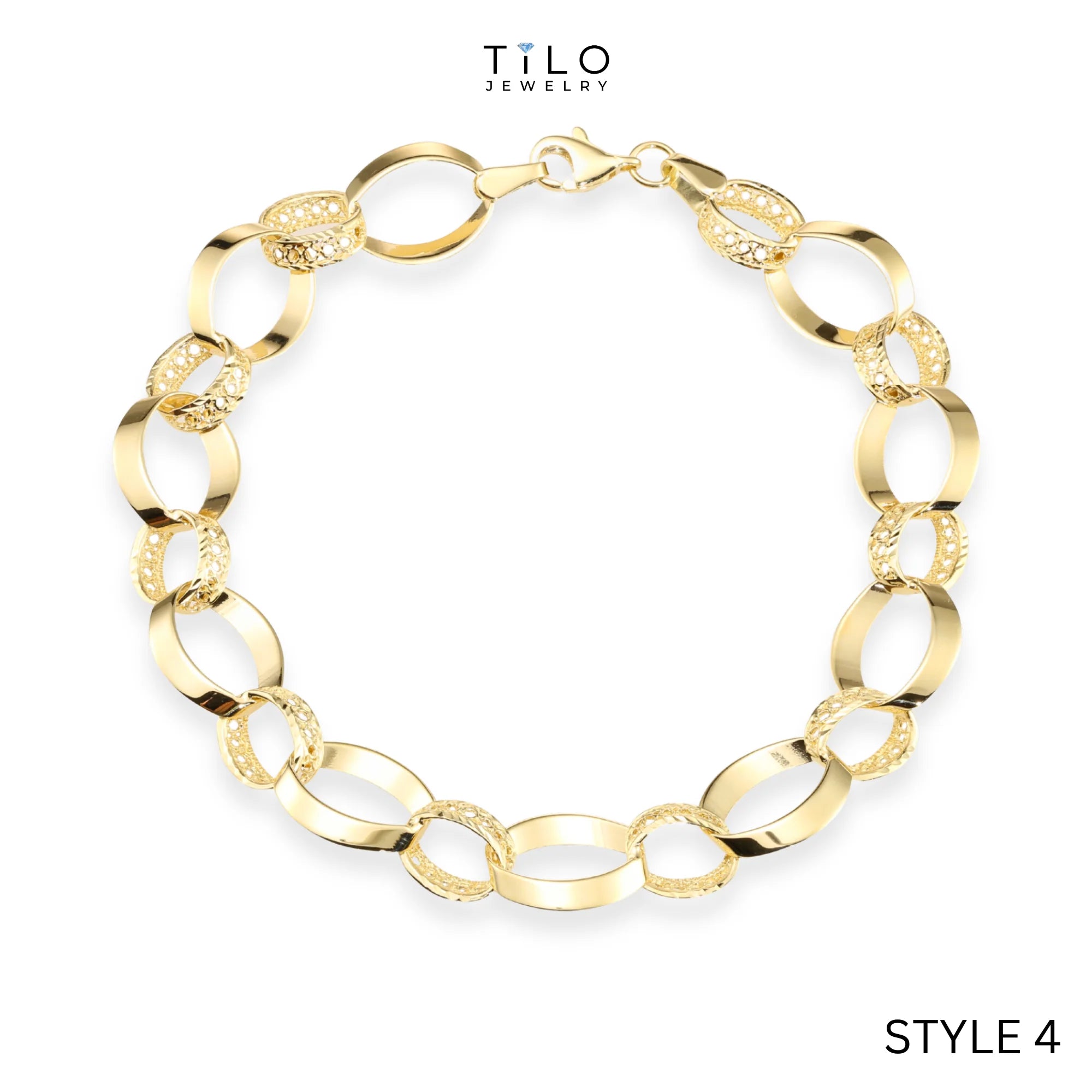 Puff Mariner Heart Link Bracelets in 14K Gold, Fine Ultra Quality Chains, 7.5 Inch Real Gold Bracelets