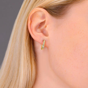Radiant 14K Solid Gold Diamond-Cut Oval Huggie Hoop Earrings - Handcrafted Elegance.