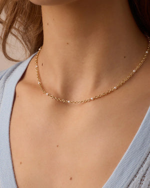 Finley Pearl Dot Necklace NikNenz™ Premium Gold & Diamonds
