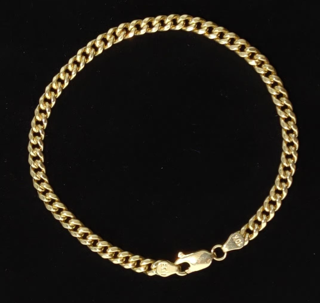 10K Yellow Gold Miami Cuban Chain Necklace Bracelet 4.5Mm, Real Gold Cuban Link Chain for Men Women, Everyday Gold Jewelry, Miami Cuban