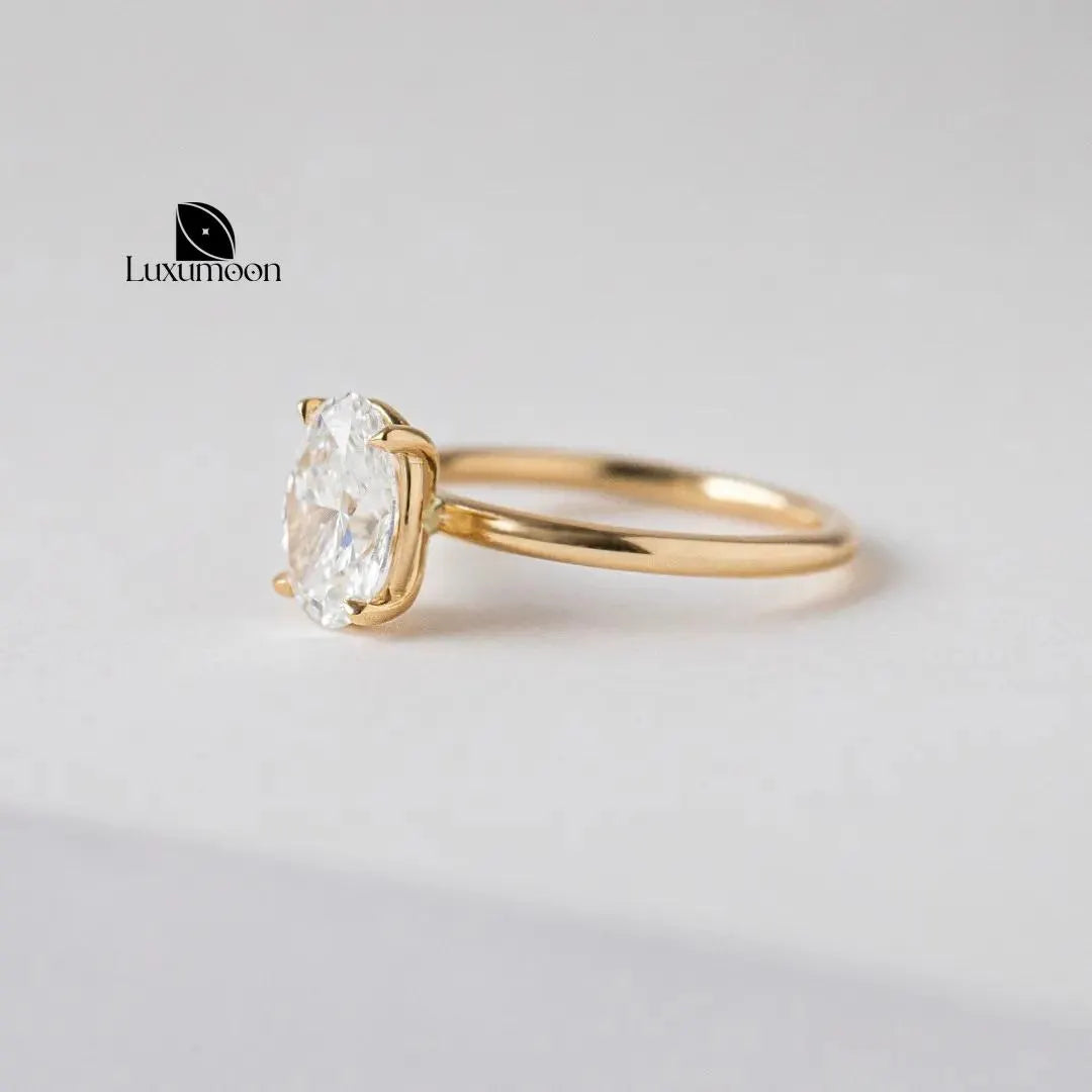 2 Carat Oval Lab Grown Diamond Engagement Ring, 14K Yellow Gold