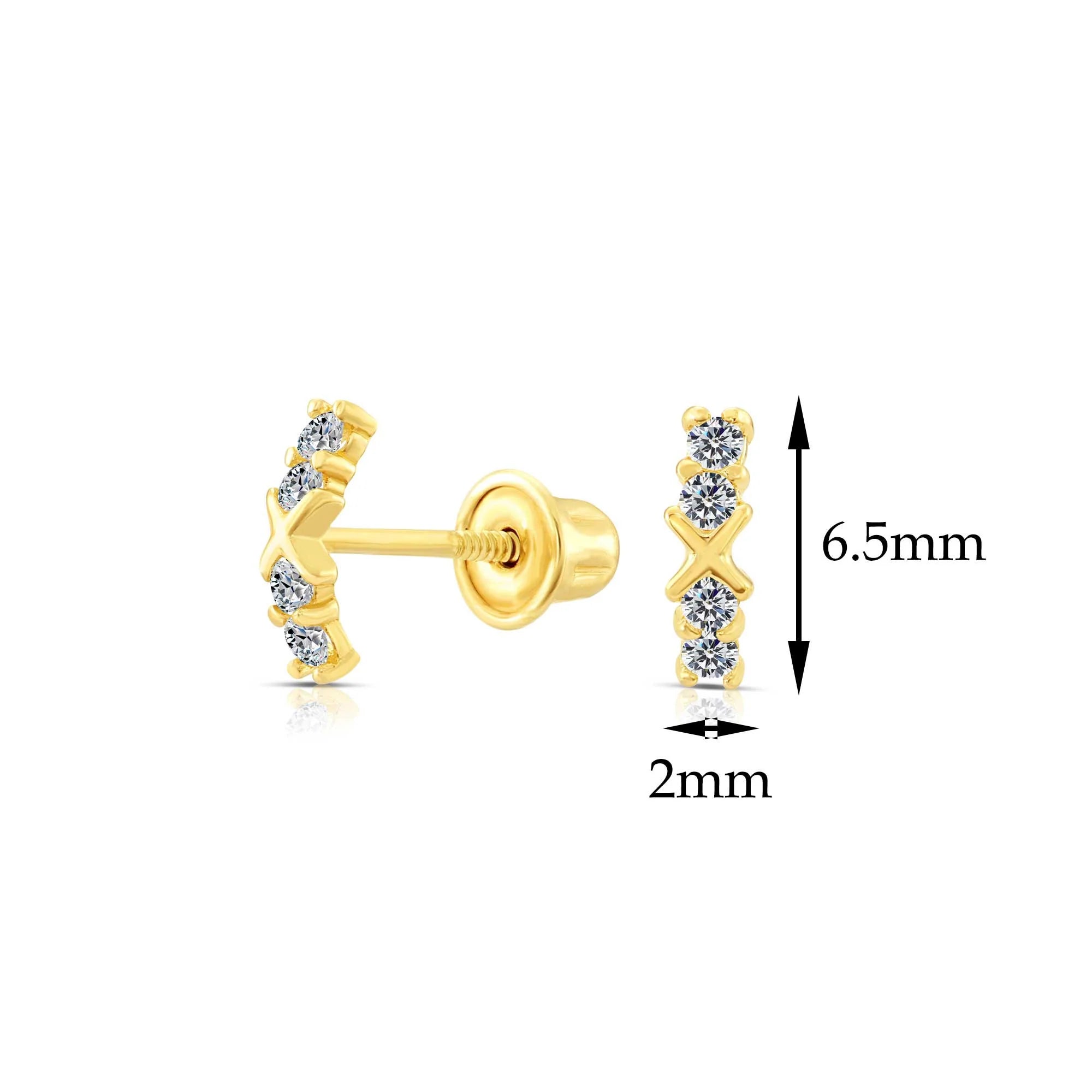 10K Yellow Gold Tiny XO Stud Earrings