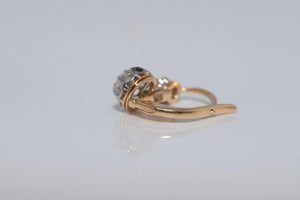 Antique Circa 1920S 18K Gold Art Deco Natural Diamond Decorated Earring