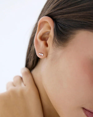 Triple Baguette Lab Diamond Stud Earrings - Elegant Sparkle for Any Occasion.