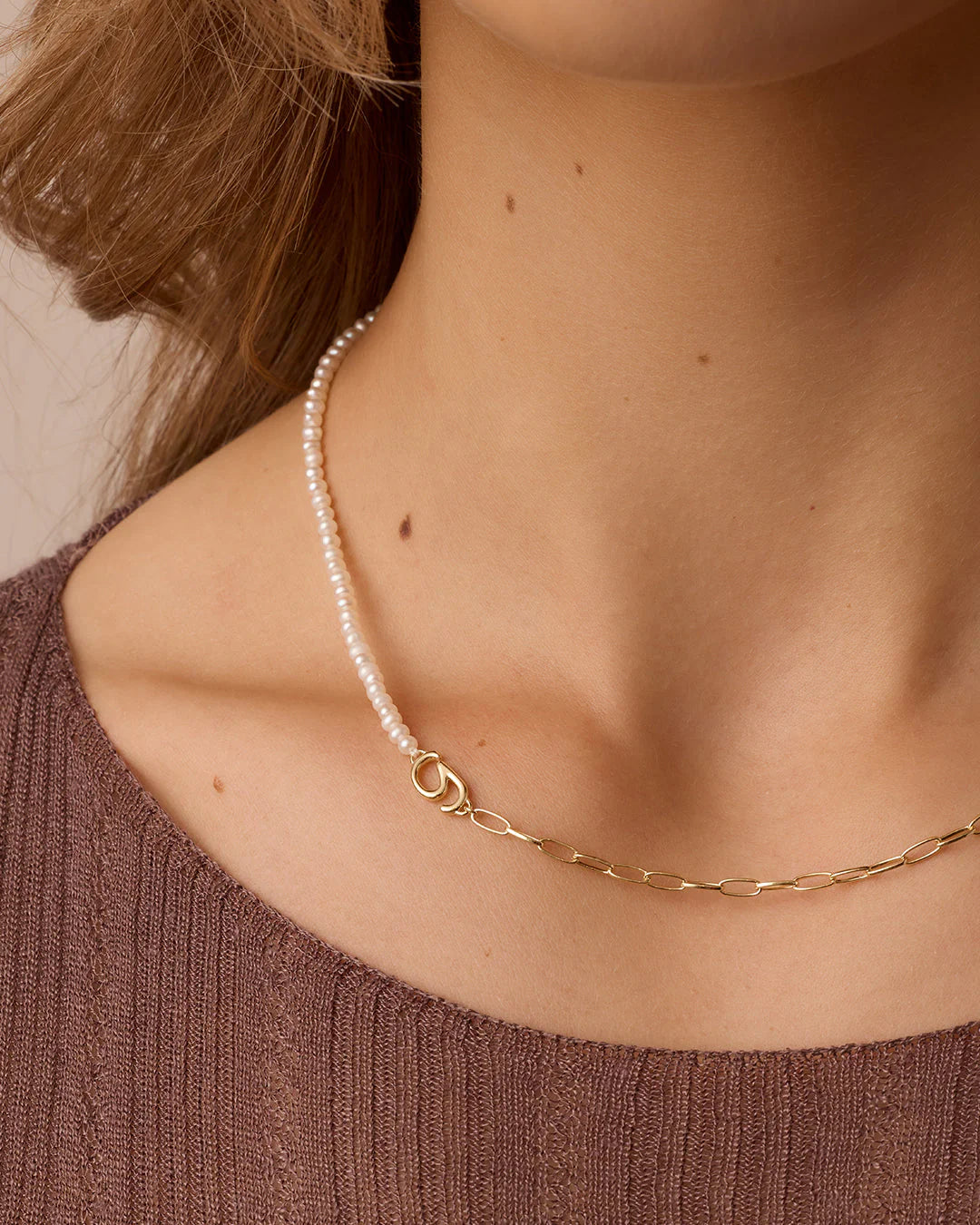 Lou Pearl Alphabet Necklace NikNenz™ Premium Gold & Diamonds