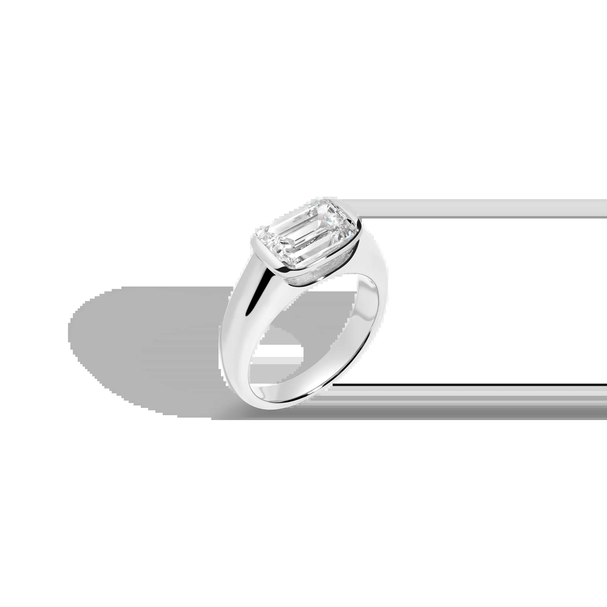 3Ct Emerald Lab Grown Diamond Floating Signet Ring NikNenz™ Premium Gold & Diamonds